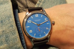 The new 41mm Nomos Glashűtte in Signal Blau. The brightest of blues.