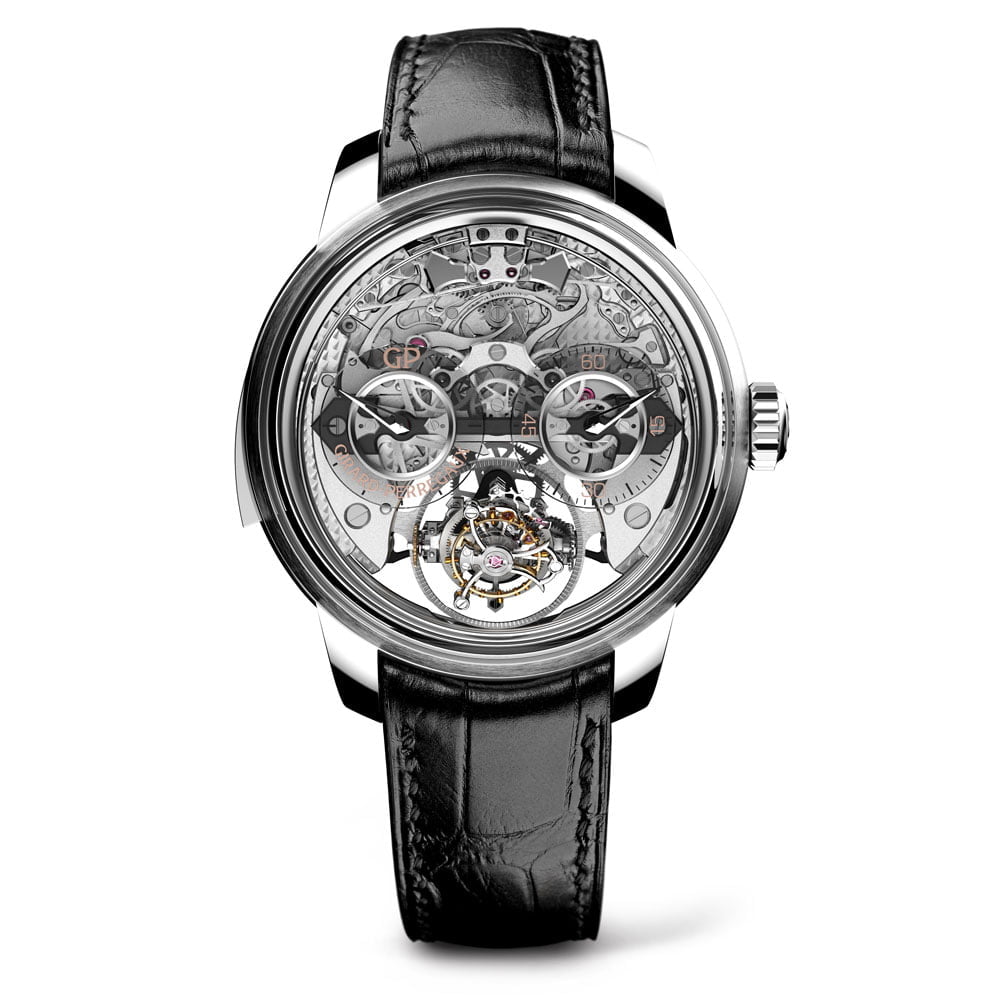 The see-through movement with its sapphire details